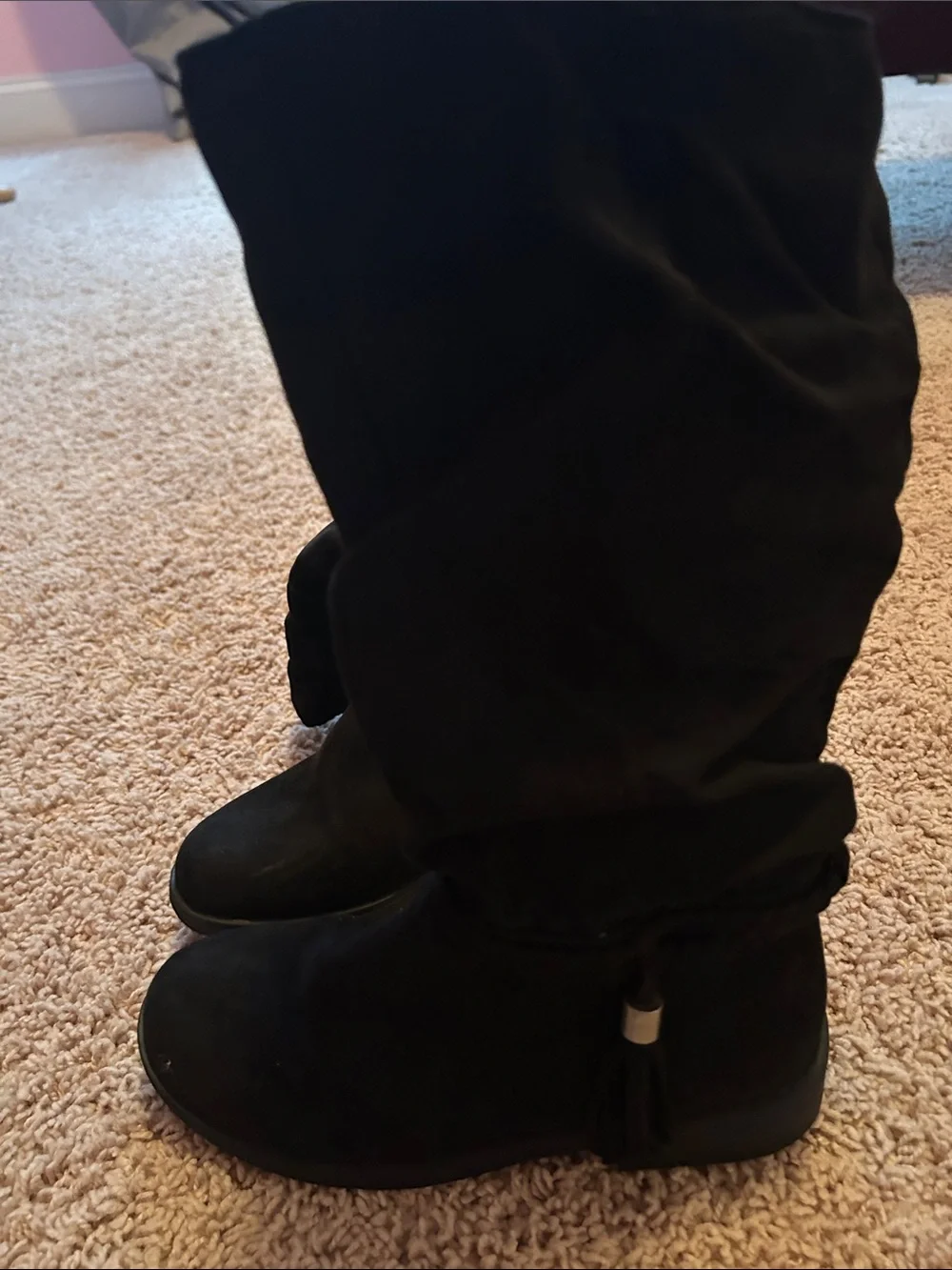 Women’s Black Suede Slouchy Ankle Heeled Boots